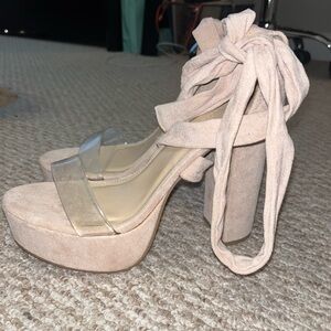 Elegant Beige Platform Heels